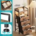 thumbnail image 3 of Bestco LED Nightstand End Table with Charging Station & 4 Drawers for Bedroom Rustic Brown, 3 of 11