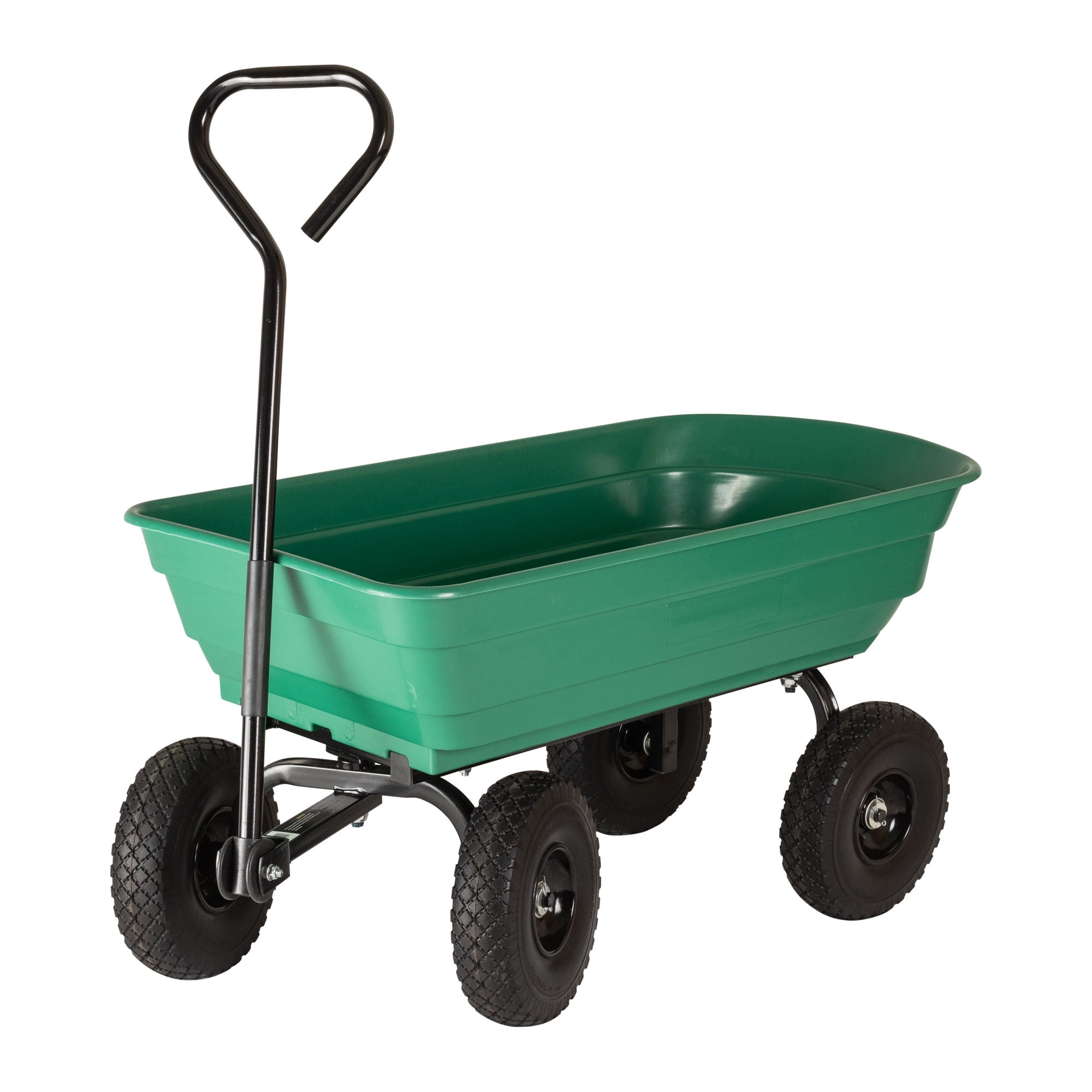 Marathon 70275 4 Cubic Foot Green Poly Tray Garden Wagon With Flat