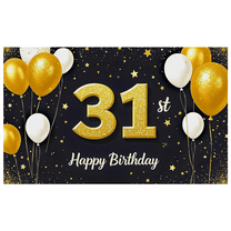 Glittery 31st Birthday Background Banner with Balloons and Stars Party Decors for Birthday Party Photography Props Backdrop Happy Birthday Celebrations