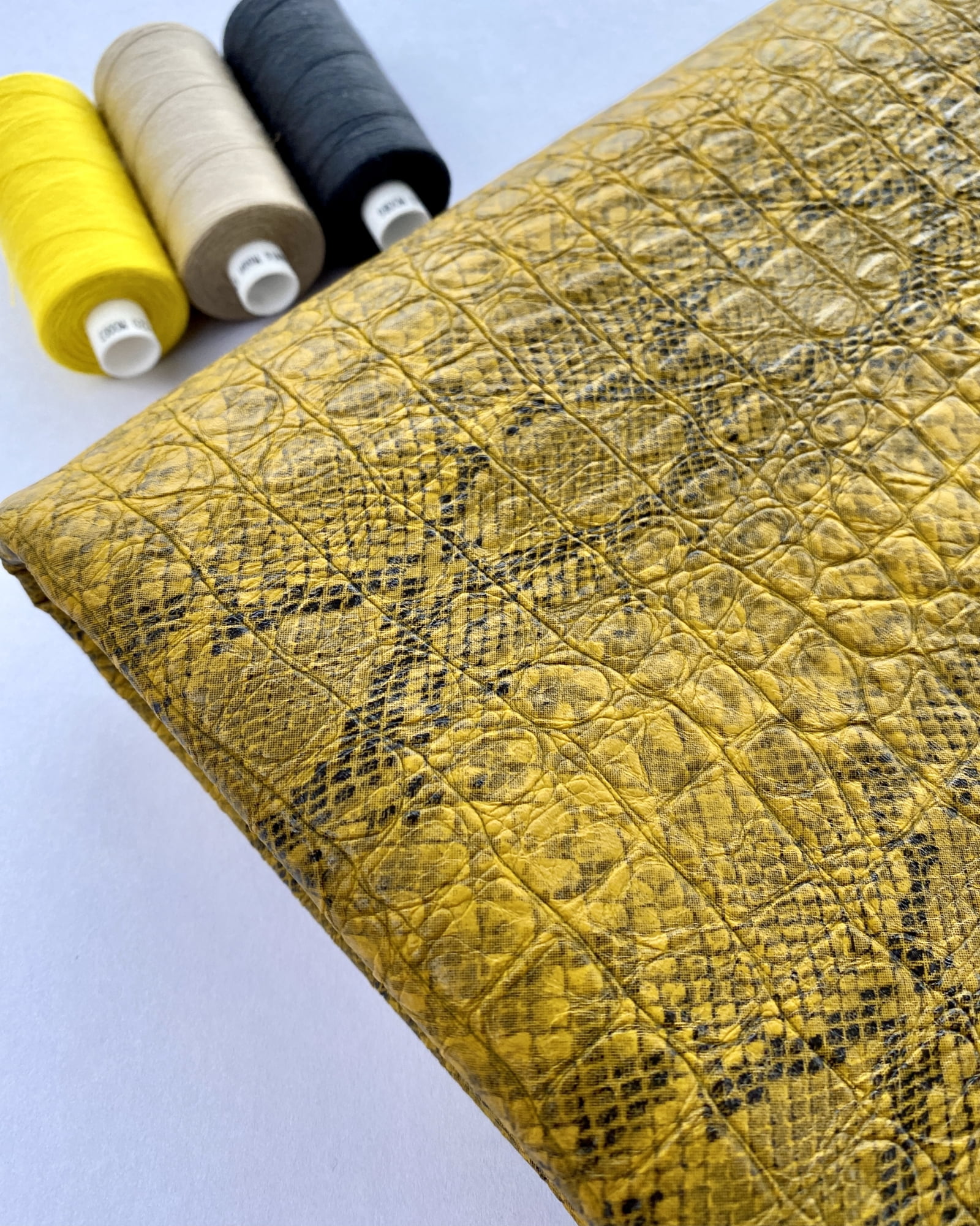 John Louden Snakeskin Faux Leather Fabric Gold - per yard