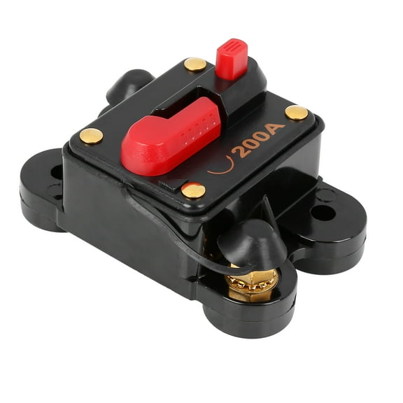 Fuse Holders Inverter Circuit Breaker Inline Protector 200A Red Button Waterproof for Car Vehicle Auto