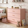 thumbnail image 2 of Ubesgoo 3 Drawer Dresser, Modern Storage Chest with Spacious Drawers, Pink Bedroom Dresser Organizer Cabinet for Bedroom, Living Room and Home Office, 2 of 8