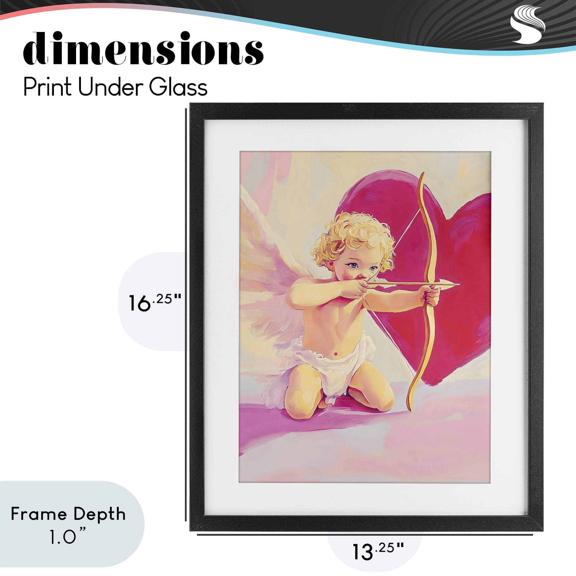 Stupell Industries Cupid Shooting Arrow with Heart Black Framed Print Under Glass, design by The Prints Vibe