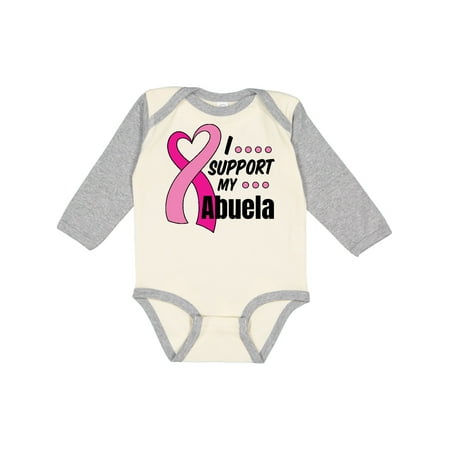 

Inktastic Breast Cancer Awareness I Support My Abuela with Pink Ribbon Gift Baby Boy or Baby Girl Long Sleeve Bodysuit