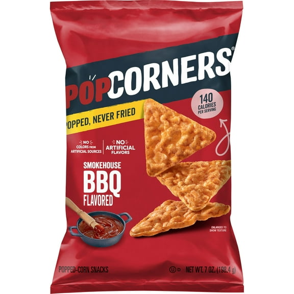 PopCorners No Artificial Colors or Flavors Smokehouse BBQ Popped Corn Chips Bag, 7 oz