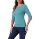 thumbnail image 4 of Camisetas casuales de ajuste slim con cuello barco y mangas de codo para mujeres INSPIRE CHIC en verde mar S, 4 of 6