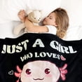 thumbnail image 2 of Axolotl Blanket Gift for Girls-Just A Girl Who Loves Axolotls Black Blanket for Kids Soft Kawaii Flannel Blanket Animals Throws Decor for Couch Room 40"x50", 2 of 6