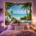 thumbnail image 2 of Tropical Beach Patio with Bougainvillea and Palm Trees, Serene Coastal for Beach Lovers, Scenic Paradise Wall Art, Housewarming Gift, Tapestry Wall Hanging for Living Room and Bedroom, 2 of 7