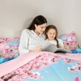 thumbnail image 5 of Homewish Cartoon Animal Axolotl Bedding Comforter Set,Cherry Blossom Twin Comforter Sets,Pink Blue Bedding Set,For Girls,Microfiber Bedroom Decor Reversible,2-Piece, 5 of 8