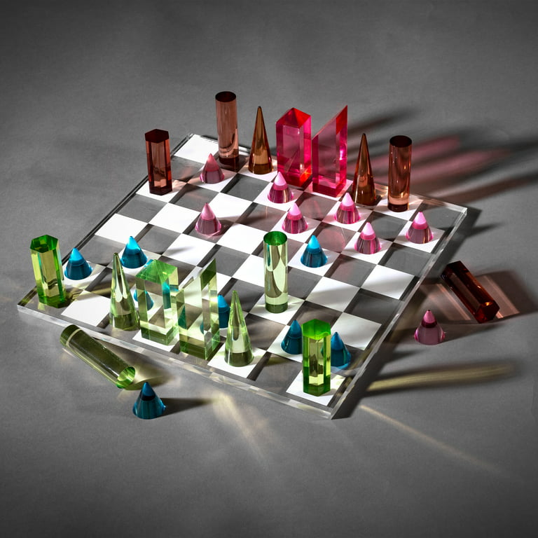  Upgraded Acrylic Chess Board Anti-Broken Elegant Glass Chess  Pieces Chess Game Chess Set Chess Game : Toys & Games
