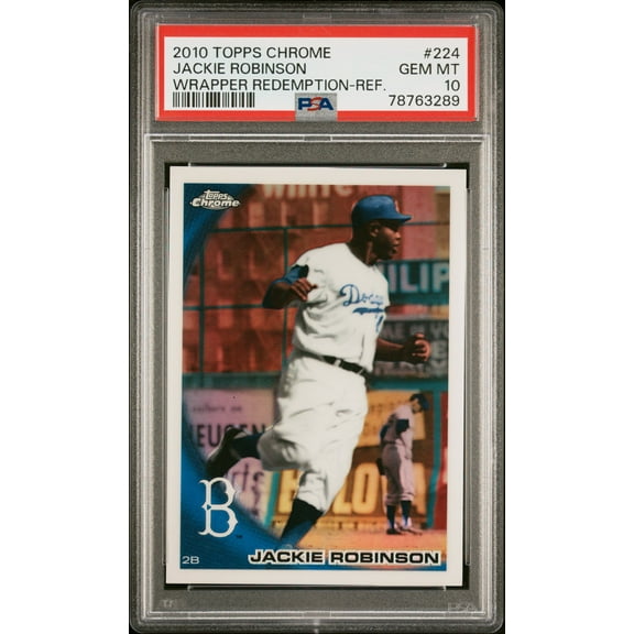 Jackie Robinson 2010 Topps Chrome Refractor Baseball Card #224 Graded PSA 10