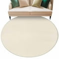 thumbnail image 2 of Cream 7ft Round Rug, Farmhouse Solid Beige Color Modern Art Non-Skid Rubber Backing Large Area Rugs - Living Room Bedroom Home Office, Indoor Floor Mat Carpets Washable Rug, 2 of 9