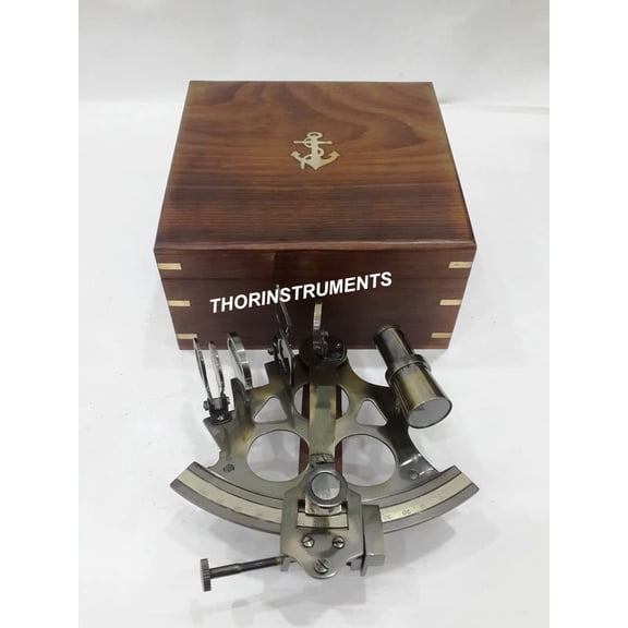 Nautical Classical Two Ton Sextant Maritime Wooden Box Decor