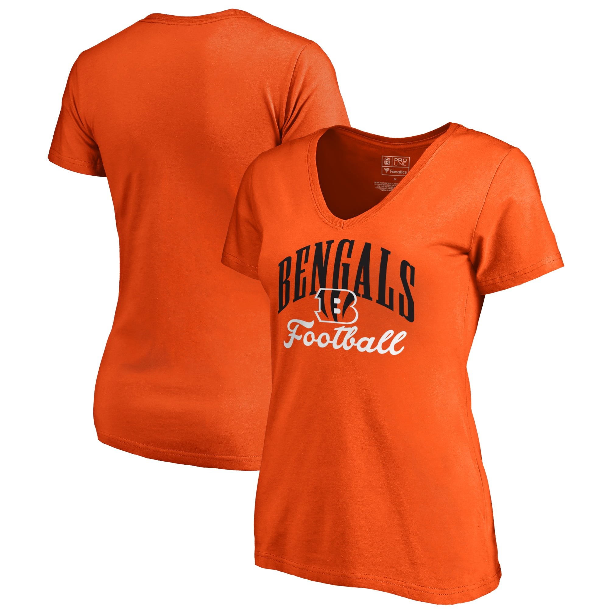 Cincinnati Bengals NFL Pro Line by Fanatics Branded Women's Victory Script V-Neck T-Shirt 