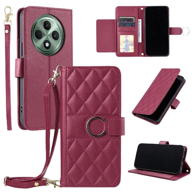 Funda tipo billetera GANGXUN para OPPO Reno 12F – Tapa abatible con correa para mujer