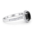 thumbnail image 2 of Halo Oval Engagement Ring Round Black CZ 925 Sterling Silver Size 10, 2 of 2