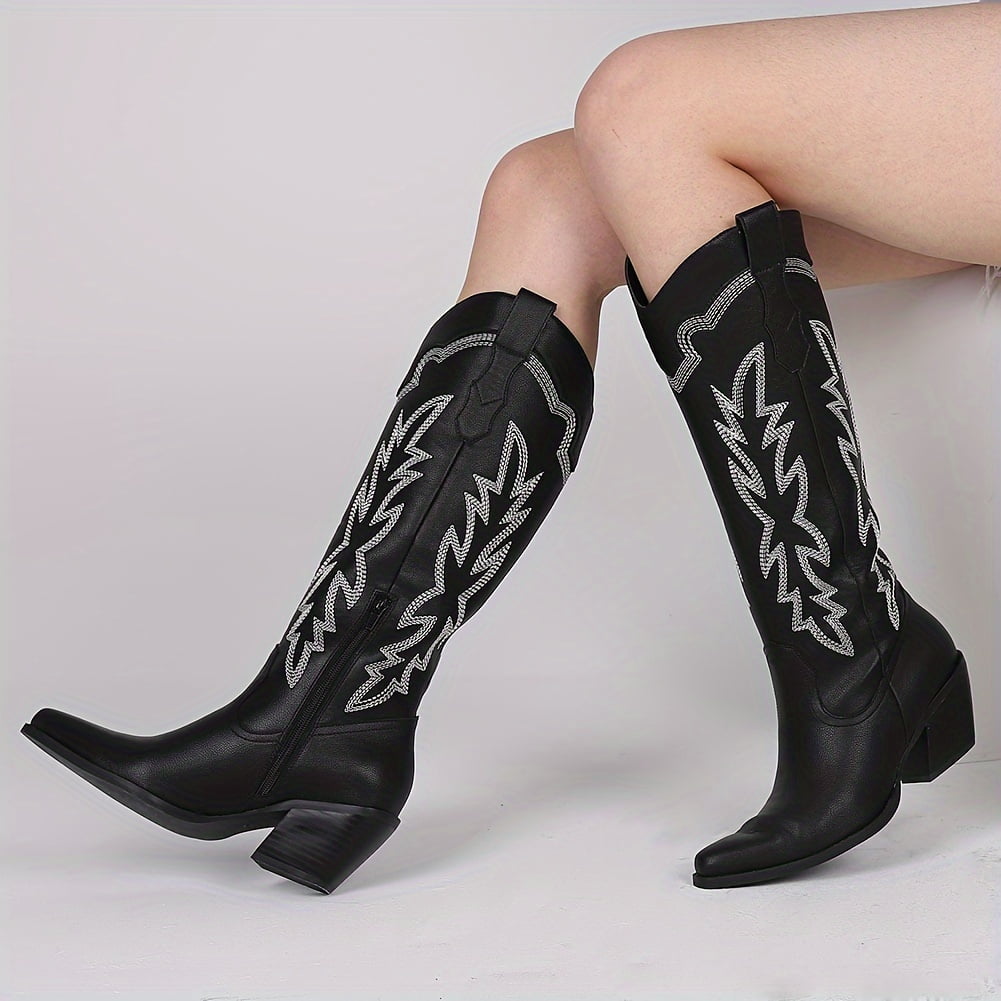 【公式】アクセサリーの激安通販 Western KINODAY Womens Embroider Cowboy Boots High Knee 靴