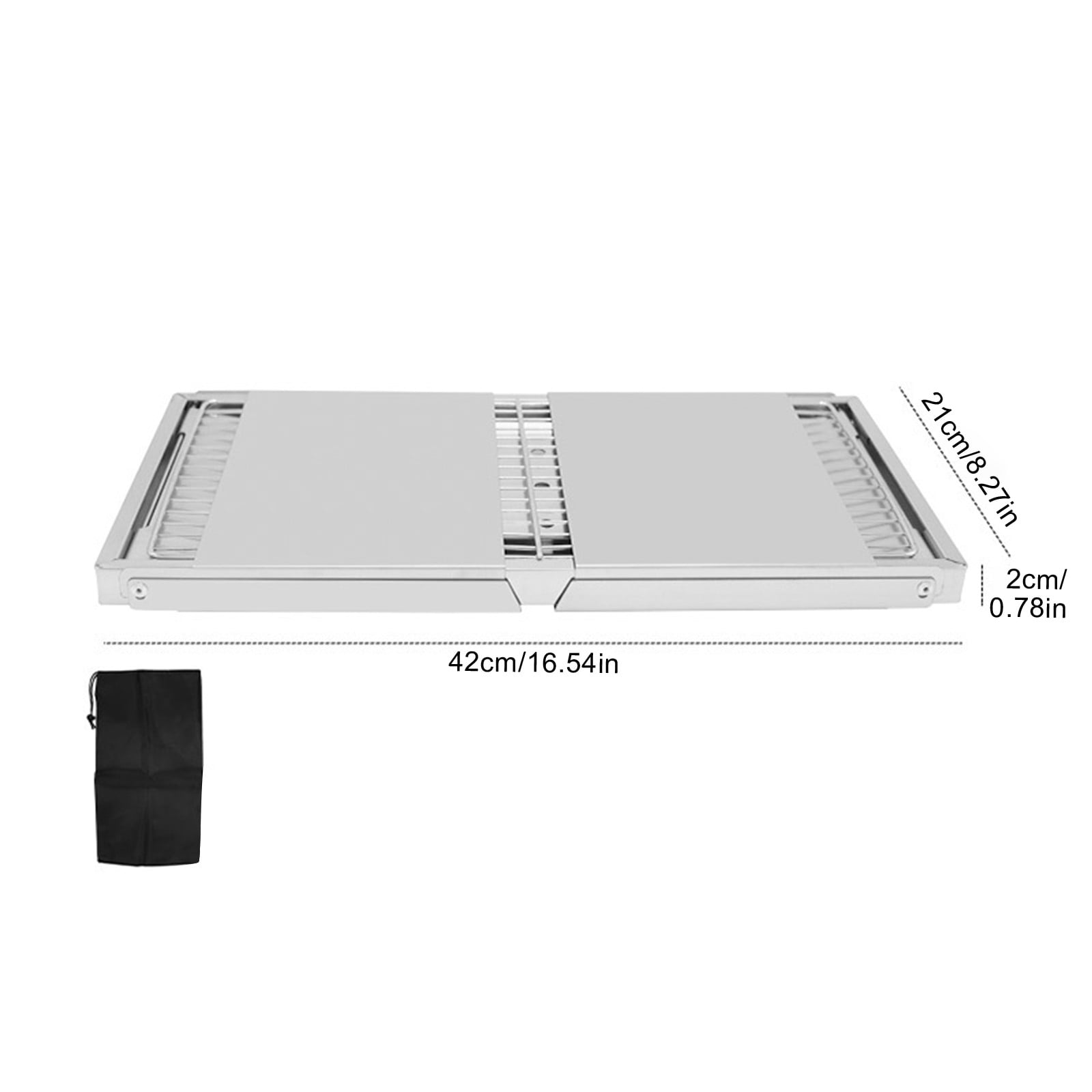 Outdoor Foldable Portable Stainless Steel BBQ Grill, Charcoal Barbecue Smoker with Rack, Camping Patio Picnic Compact Grilling Cooker(As show)
