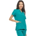thumbnail image 3 of Hey Collection Scrubs 4-Way Stretch V-Neck Medical Scrub Top with Princess Seam, Teal, XL, 3 of 4