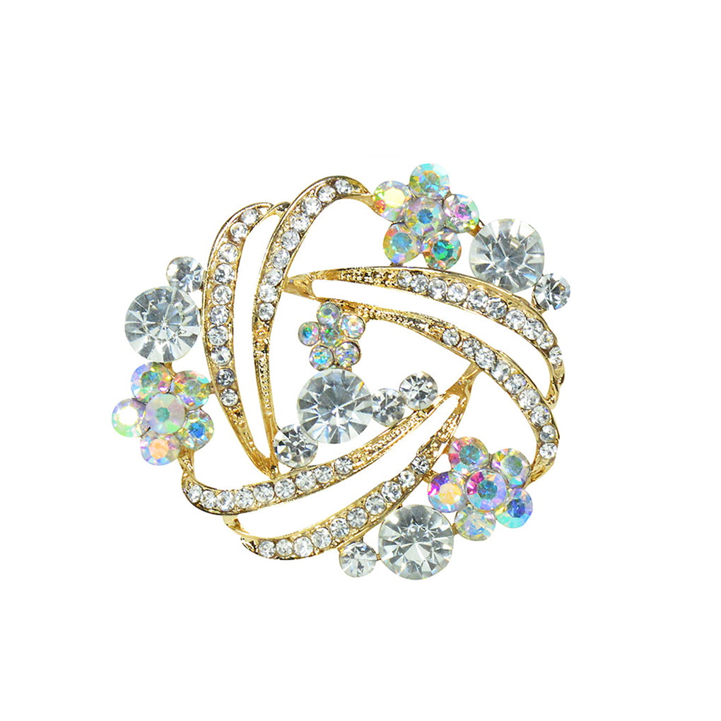 Trendy Snowflake Elagant Multicolor For Women Brooch Pin Broach Breastpin Shiny Rhinetone Jewellry
