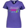 thumbnail image 3 of Inktastic Mermaid Vibes with Tail and Seashell Women's V-Neck T-Shirt, 3 of 5