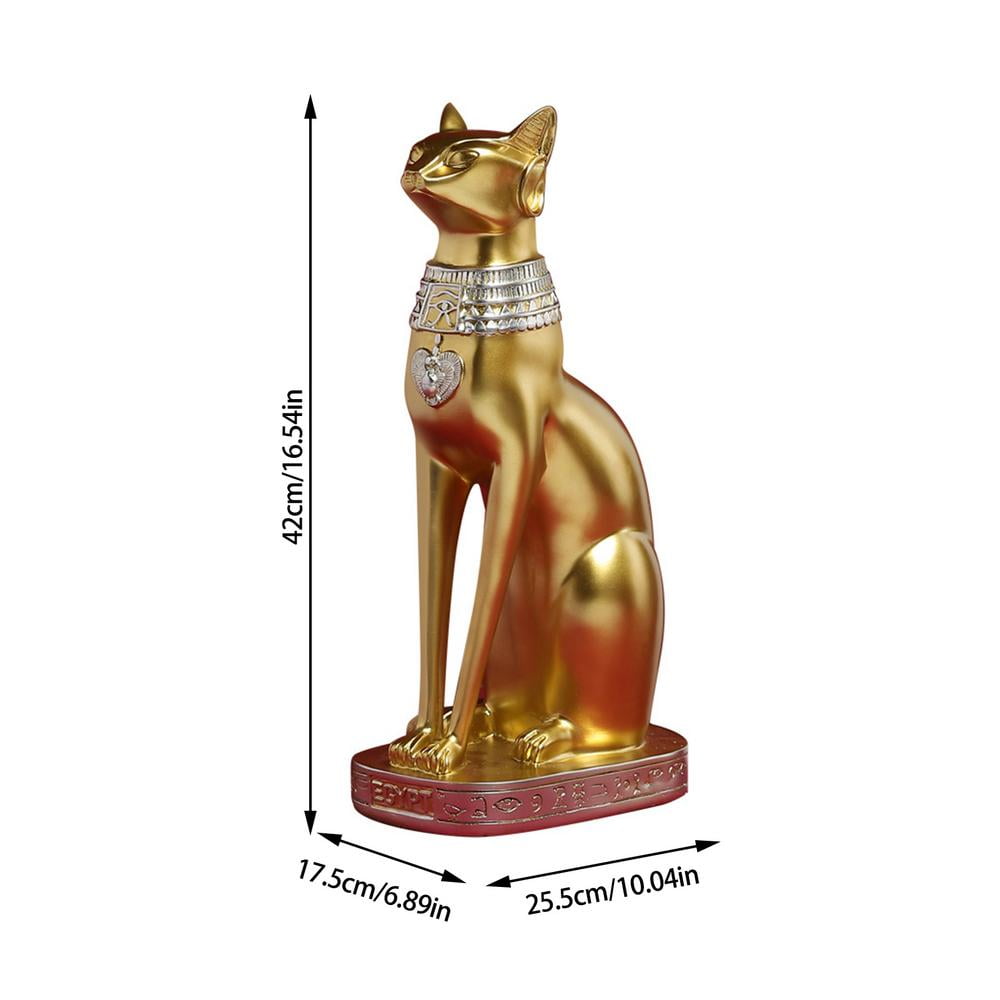 Egyptian Cat Statue Ancient Bast Resin Figurine Animal Sculpture Home Decor Gift 