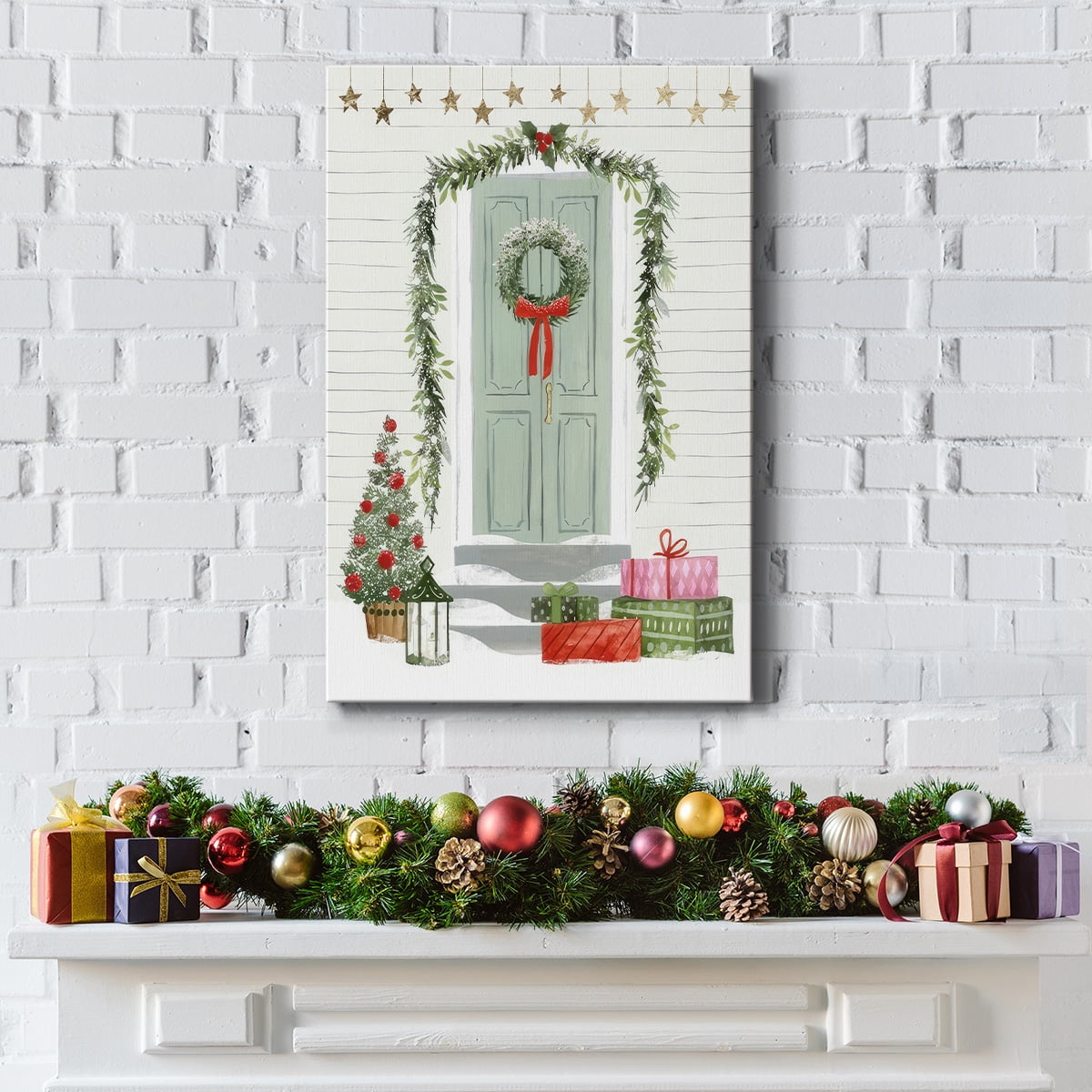 Festive Front Door I- Gallery Wrapped Canvas