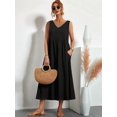 thumbnail image 4 of Womens Maxi Dress 2025 Sleeveless Summer Dresses V Neck Casual Tiered Sundresses with Pockets Black 5XL, 4 of 5