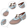 thumbnail image 5 of Rokment Womens Buckles Fishnet Ballet Flat Mary Jane Slip on Dressy Shoes Summer Fall Fashion Retro Mesh Closed Toe Comfortable Walking No Heel Mules Loafers Sandals Blue Size 8, 5 of 6