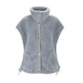 thumbnail image 4 of Fall Jackets For Women Button Stand Collar Fleece Sleeveless Sherpa Fuzzy Vest with Pockets Outwears Jacket, 4 of 8