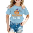 thumbnail image 2 of CUZIBR Boys Toddler Kids Summer Tops Halloween Pumpkin Graphic Tee Short Sleeve Funny Print Loose Fit Crewneck Tshirts For Kids Fashion Casual Base Layer Lightweight Clothes,C-Sky Blue,4-5 Years, 2 of 3