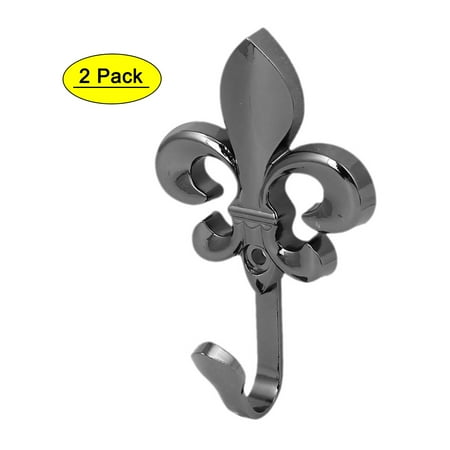 

Coat Handbag Alloy Flower Shape Wall Hanger Single Hanging Hook Black 2Pcs