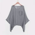 thumbnail image 2 of MIXUE Womens Summer Tops Solid Color Round Neck Long Sleeve Loose Fashion Casual Shirts For Women T-shirts Streetwear,Gray,M, 2 of 8