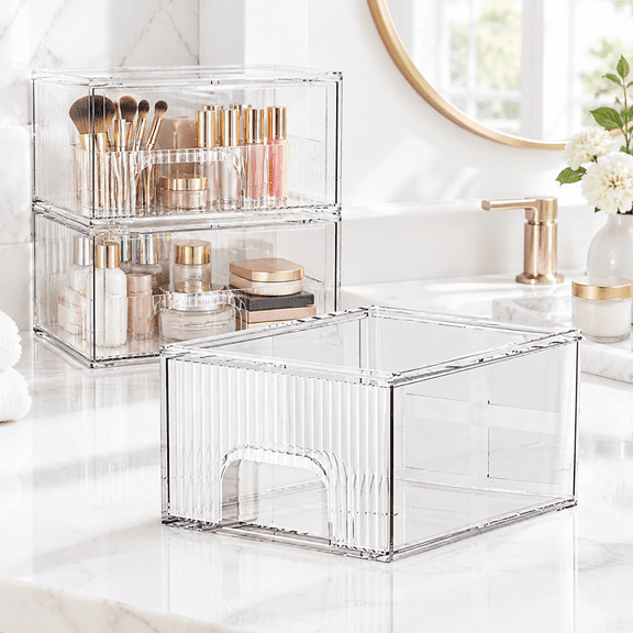 1 Pc Clear Stackable Storage Drawers, Cosmetic & Makeup Organizer, Acrylic Drawer Storage for Vanity, Bathroom, Kitchen, Under Sink and Home