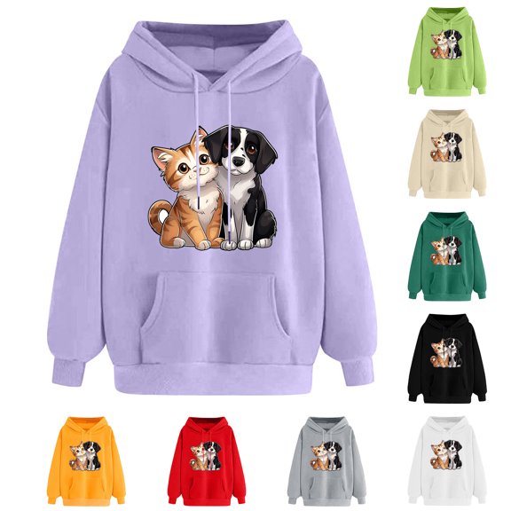 Hilzaten Womens Tops Long Sleeve Print Casual Hoodie Loosse Womens Sweatshirts