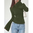 thumbnail image 4 of PRETTYGARDEN Women's Lightweight Mock Neck Sweaters | Bell Long Sleeve Tops, Slim Fitted Pullover, Soft Ribbed Knit, Going Out Outfits, Fall Winter Layering, Fashion Clothing, 4 of 8