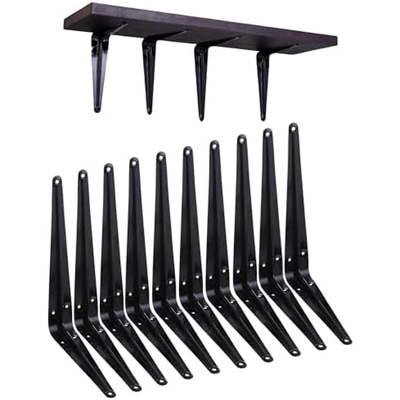 10 Pack Shelf Bracket 10 Inch ,Heavy Duty Shelf Brackets,Floating Shelf Bracket L Brackets,Metal Shelf Brackets for Wall, 10”L x 8”H x1.7”W