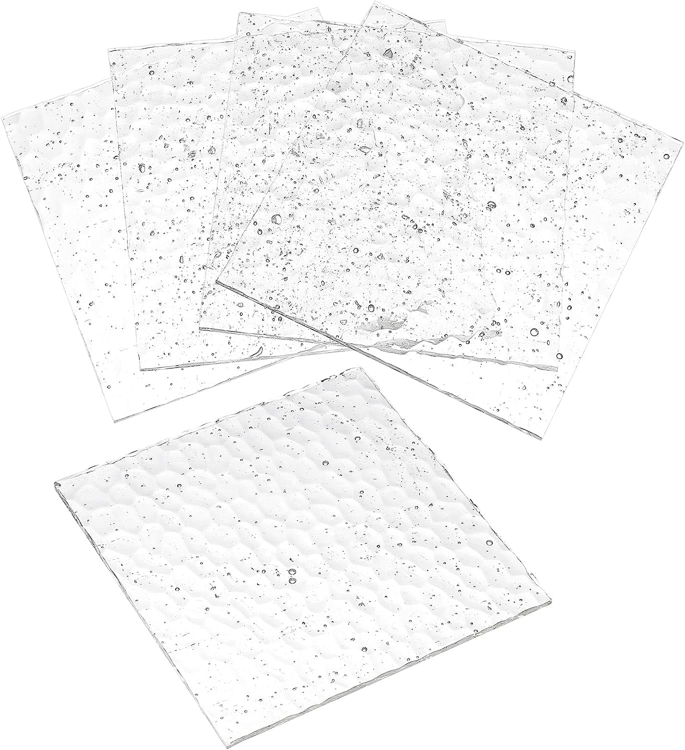 5Pcs Square Mosaic Glass Sheets Clear Textured Colorful Glass Sheets