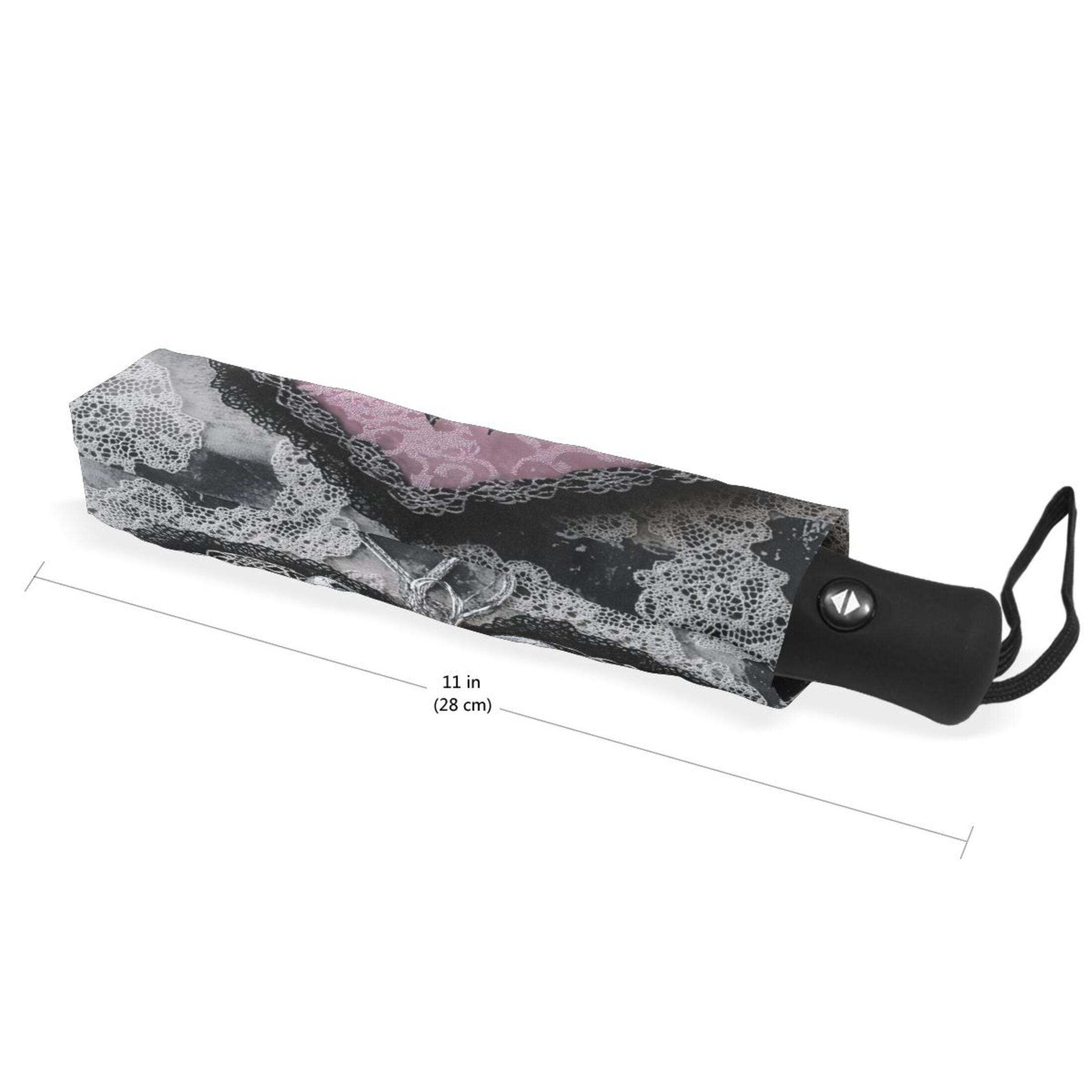 YAZAOO One-Touch Auto Open Close Rain Umbrella With Creative Heart Lace Bow Pattern