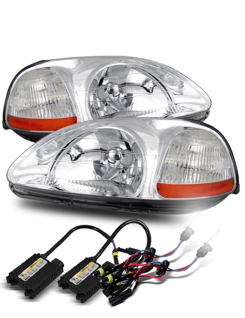 6000K HID/For 9698 Honda Civic EK Aftermarket Crystal Headlights