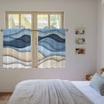 thumbnail image 4 of Blue Beige Ombre Tier Curtains, Geometric Abstract Modern Moire Light Filtering Kitchen Curtains, 2Pcs Rod Pocket Half Window Treatments Panels for Sink Cafe Cabinet Basement 27.5x45 Inches, 4 of 9