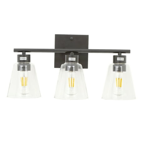 

Jacgood 3-Lights Industrial Matte Black Finish with Clear Glass Vanity Lights Farmhouse Bathroom Vanity Lights Wall Sconce