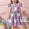 thumbnail image 4 of SGFCWSX Girls Party Dress Bunny Print Ruffle Short Sleeve Twirl Dress for Casual Daily Wear Purple Size 12-13 Years, 4 of 7