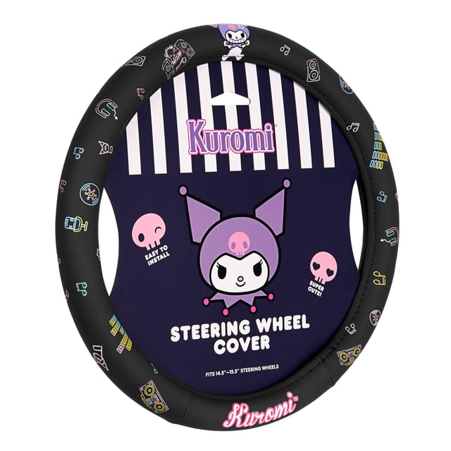 Funda de volante Carbella Kuromi negra para coche de 14,5 a 15,5 cm