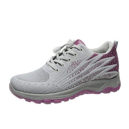 

nsendm Sneakers for Women under 25 Mesh Ladies Wedge Casual Breathable Fashion Lace round Toe Flat Sneakers for Women Grey 9