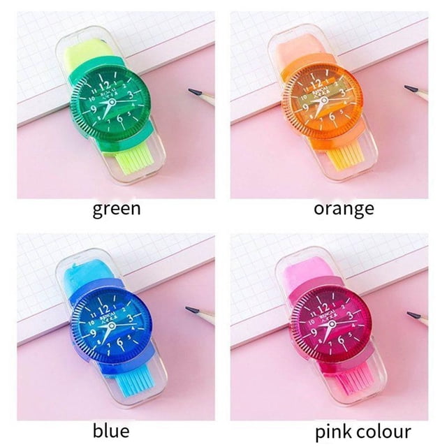 fheaev Watch Styling Pencil Sharpener With Eraser Cleaning Brush 3-in-1 Multi-function Pencil Sharpener