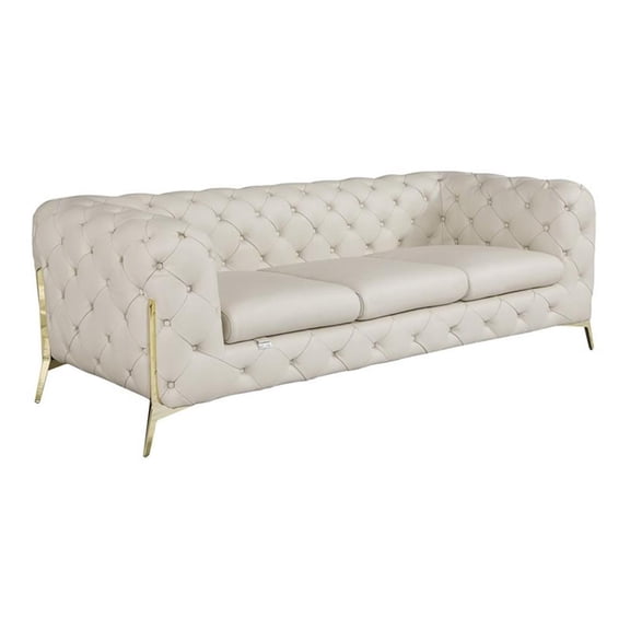 Titan Furnishings Modern Genuine Italian Leather Upholstered Sofa in Beige/Cream
