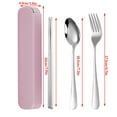 thumbnail image 4 of Portable Chopsticks Spoon Fork Set Stainless Set Chopsticks Fork Steel Student Office Cutlery with Storage Box, Thick Style, Pink, 3Pcs, 4 of 7