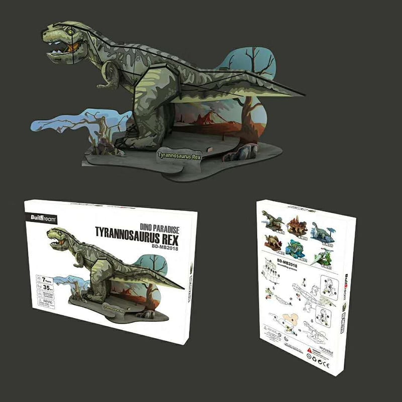 Paper Dinosaur 3D Puzzle Toys Jurassic Dino World Tyrannosaurus  Velociraptor Children Intelligence Assembling Brain Game Toys - AliExpress