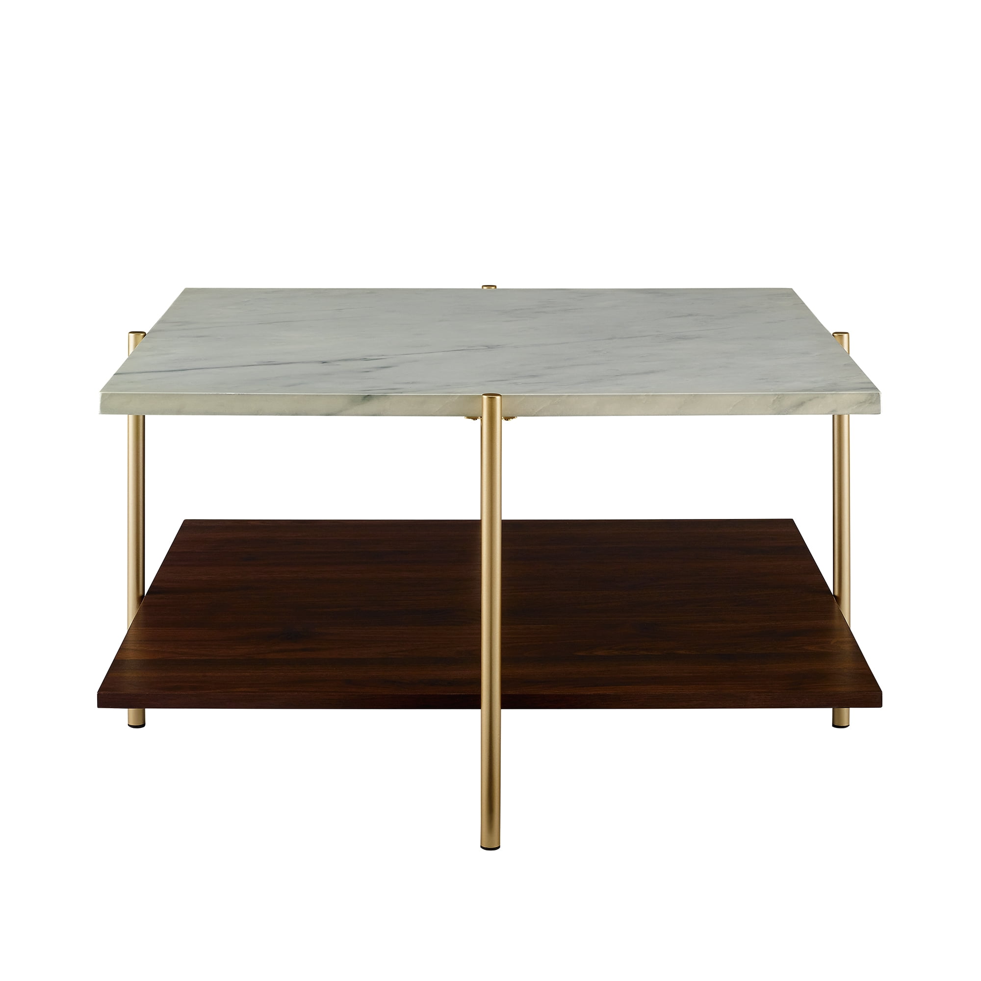 Walker Edison Jackie Faux White Marble Square Coffee Table